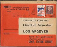 712857 Enveloppe voor een treinbrief van het Utrechtsch Nieuwsblad, [Drift 23] te Utrecht